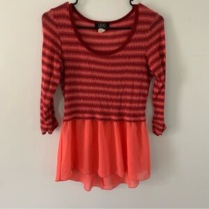 Deb Pink Striped Lightweight Sweater Size Medium